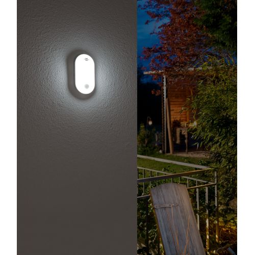 Aplique/plafón LED ovalado OL 1650 P de 15W con detector de movimiento infrarrojo (1680lm, 4000K, IP54)