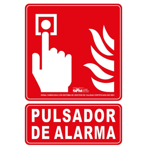 Señal pulsador de alarma PVC clase B