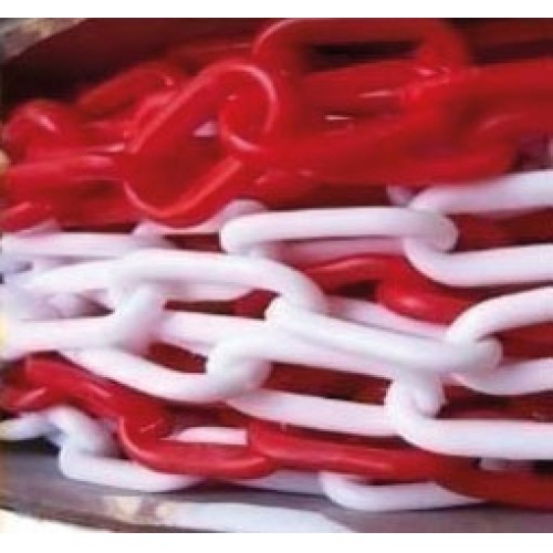 Cadena plástico blanca y roja de 25 m