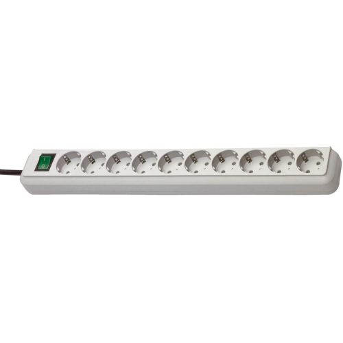 Base múltiple Eco-Line gris claro con interruptor (10 tomas y 3 m)