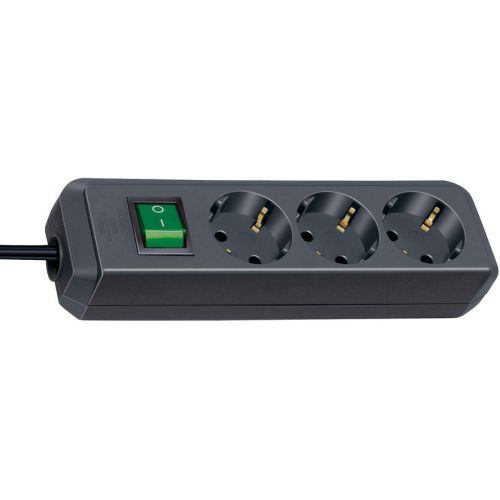 Base múltiple Eco-Line negra con interruptor (3 tomas y 1.5 m)