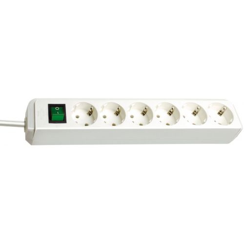 Base múltiple Eco-Line blanca con interruptor (6 tomas y 1.5 m)