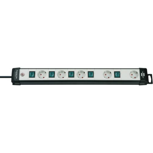Base múltiple Premium-Line Technics con varios interruptores y disposición especial de los enchufes (5 tomas)
