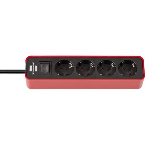 Base múltiple Ecolor roja/ negra con diseño compacto (4 tomas)