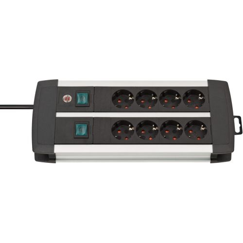 Base múltiple Premium-Alu-Line Technics con 2 y 3 interruptores (8 tomas)