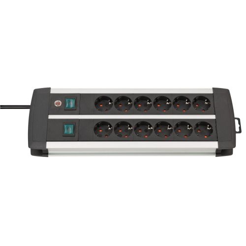 Base múltiple Premium-Alu-Line Technics con 2 y 3 interruptores (12 tomas)