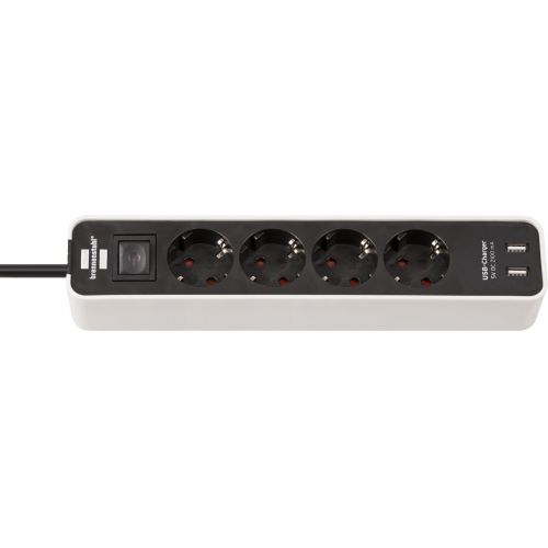 Base múltiple Ecolor con diseño compacto y puertos USB (color blanco/ negro)