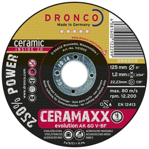 Disco de corte ultra rápido CeraMaxx de 125 x 1,2 mm