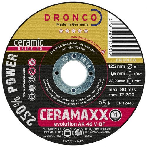 Disco de corte ultra rápido CeraMaxx de 125 x 1,6 mm