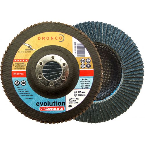 Disco de láminas abrasivas Zirconio (base abombada) G-AZ MAXX Ø 125 mm grano 40