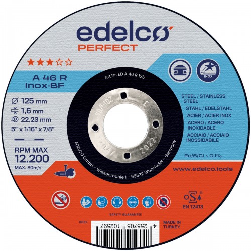 Disco de corte metal Perfect A 46 R INOX (125 mm)
