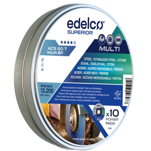Lata Power-Pack con 10 discos de corte metal ACS 60 T MULTI (115 mm)