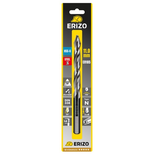 Broca HSS-G M2 con punta Step Tip para metal DIN 338 tipo UNI serie 105 Evomaxx en blister