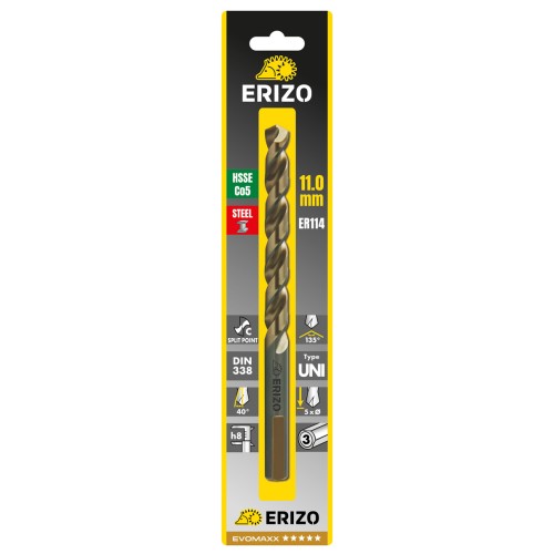 Broca HSS-E Co5 M35 para metal DIN 338 tipo UNI serie 114 Evomaxx en blister