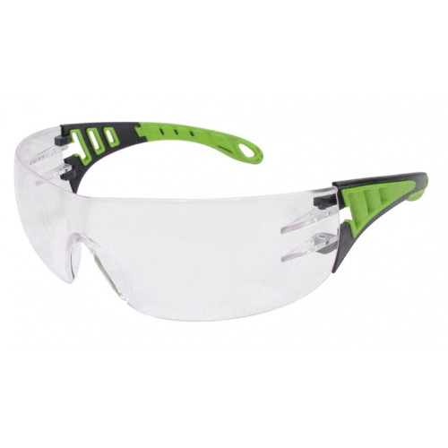 Gafas de seguridad transparentes con patillas verdes EVO