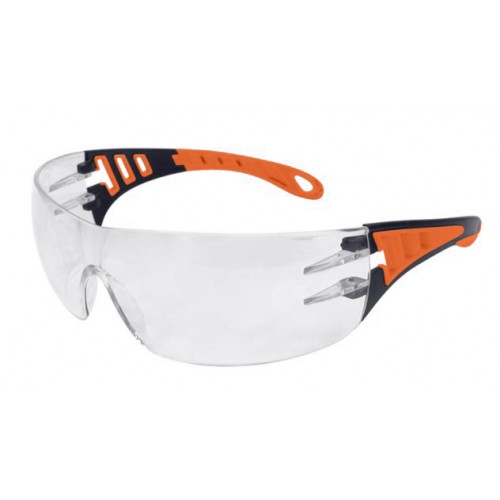 Gafas de seguridad transparentes con patillas naranjas EVO