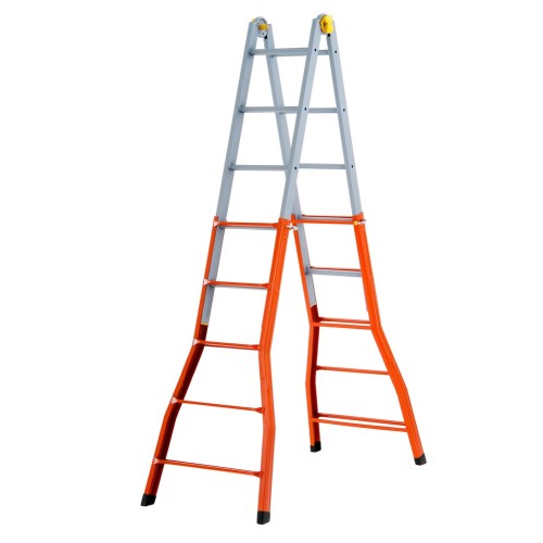 Escalera telescópica multifunción de acero PEPPina de 125 kg (5+5 peldaños)