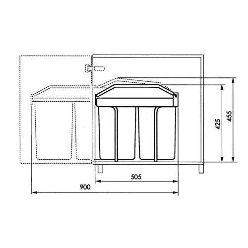 Cubo de reciclaje integrable Multi-Box Duo L