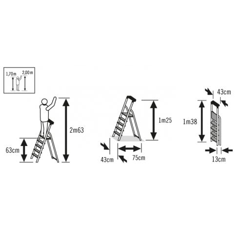 Escalera de tijera de aluminio L60 EasyClix FR