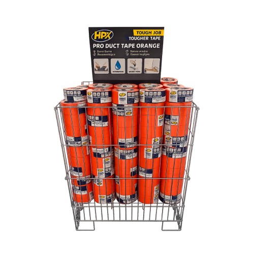 Expositor suelo tipo cesta metálica con cintas americanas para construcción (216 x EO5025)