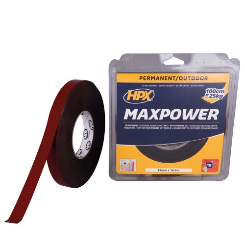 Cinta doble cara Max Power Outdoor Negro (19mm x 16,5m)