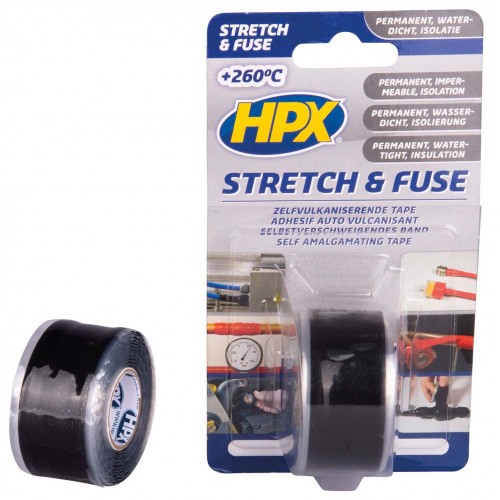 Cinta vulcanizada Stretch &amp; Fuse Negro (25mm x 3m)