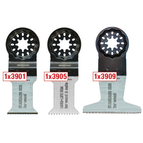 Juego de 3 hojas de sierra oscilantes para madera y metal 3900-SET 3