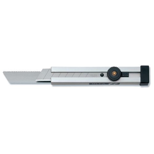 Cúter con bloqueo manual y mango de aluminio y dos cuchillas de 18mm