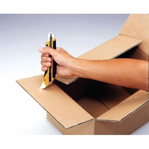 Cúter con bloqueo automático y púa multiusos L5 en caja dispensadora