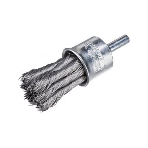 Cepillo pincel alambre trenzado de acero con vástago de 6 mm filamento Ø 0.50 mm (30x29)