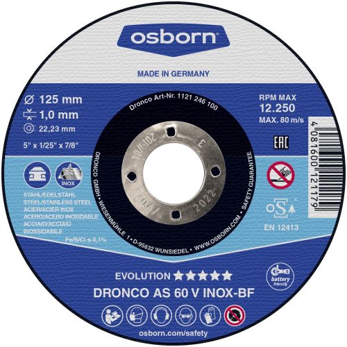 Disco de corte metal AS 60 V Evolution Express 125 x 1 mm