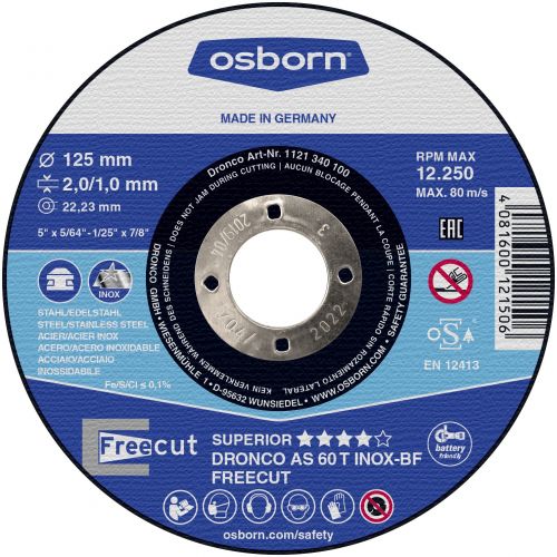 Disco de corte metal AS 46/AS 60 T INOX FreeCut Special (corte libre), 180 x 3/2 mm