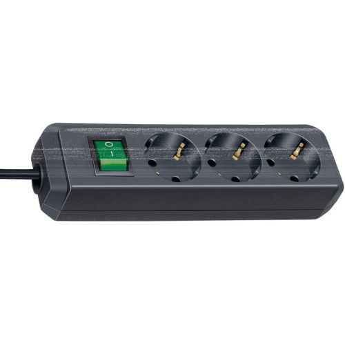 Base múltiple Eco-Line negra con interruptor (3 tomas y 3 m)