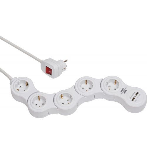 Base de tomas múltiples maniobrable Vario Power con puertos USB