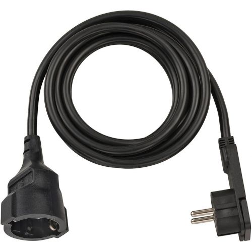 Alargador eléctrico IP20 H05VV-F3G1,5 de 3 m (Negro) con clavija plana