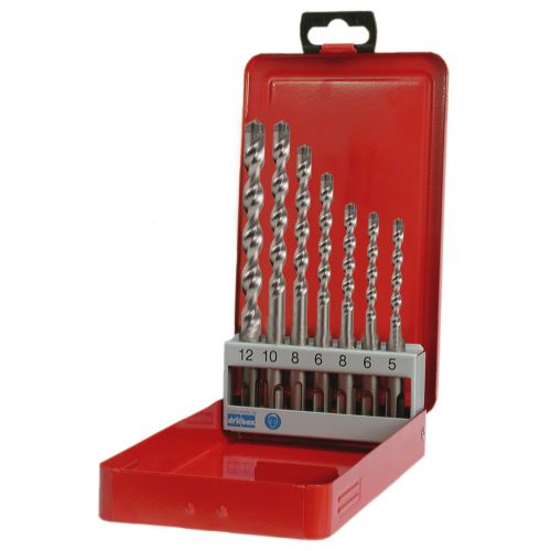 Juego de 7 brocas de 3 labios para martillo SDS-plus (Ø 5-6-8 x 110 mm + Ø 6-8-10-12 x 160 mm)