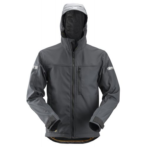 Chaqueta Softshell con capucha AllRoundWork Gris Acero/Negro talla L