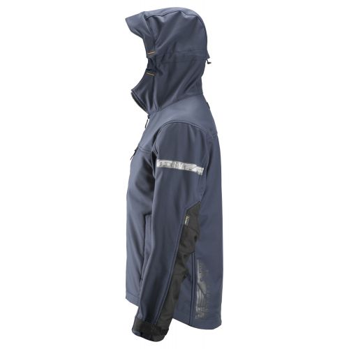 1229 Chaqueta Softshell con capucha AllroundWork azul marino/ negro