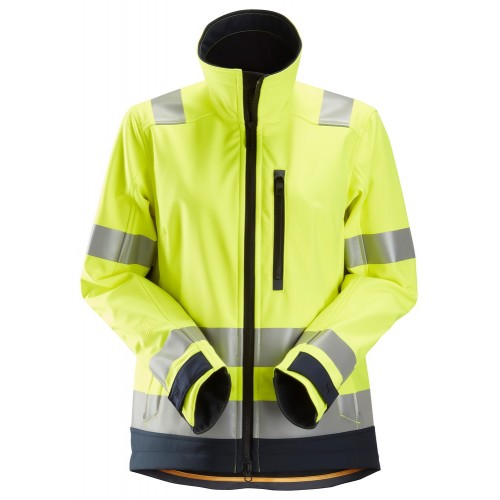 1237 Chaqueta Softshell de alta visibilidad para Mujer clase 2/3 AllroundWork amarillo-azul marino