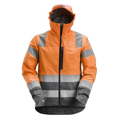 1330 Chaqueta impermeable de alta visibilidad clase 3 AllroundWork naranja/ gris acero