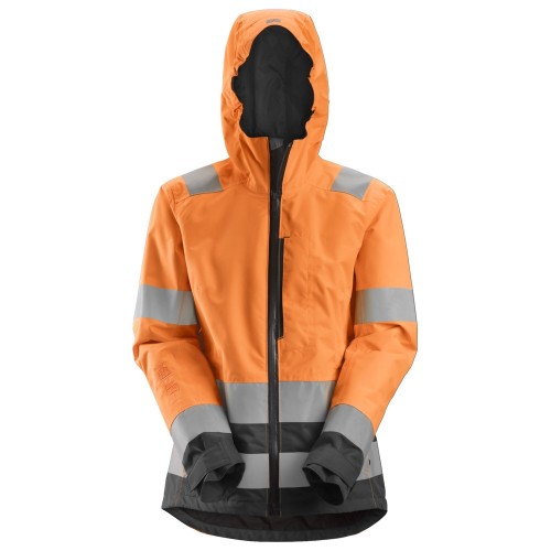 1347 Chaqueta impermeable de alta visibilidad para mujer clase 2/3 AllroundWork naranja-gris acero talla XS