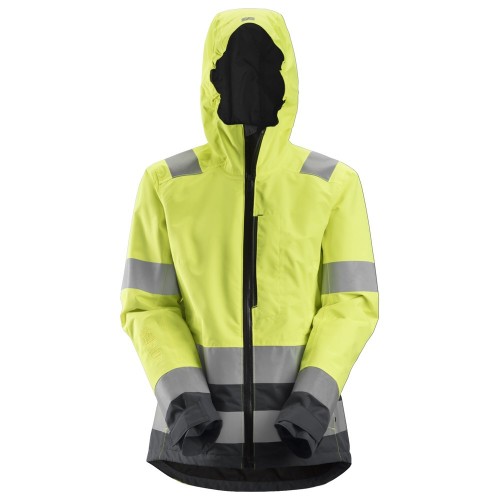 1347 Chaqueta impermeable de alta visibilidad para mujer clase 2/3 AllroundWork amarillo-gris acero