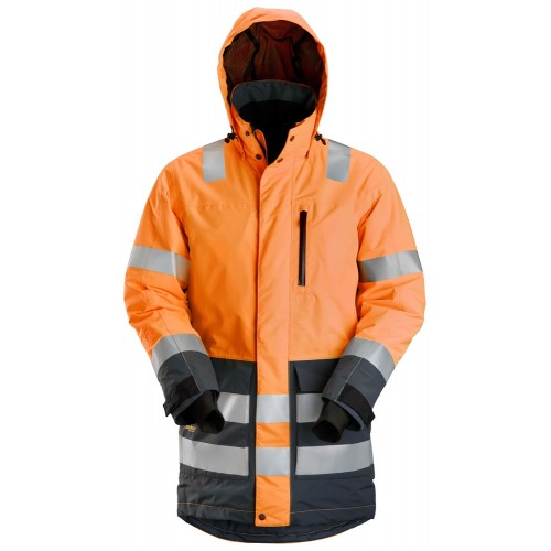 1830 Parka impermeable de alta visibilidad clase 3 AllroundWork naranja-gris acero talla L