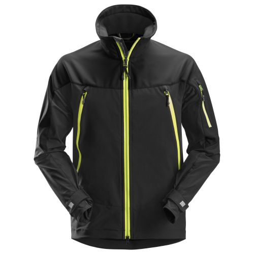 Chaqueta SoftShell Elástica, Flexiwork Negro - Amarillo Neón talla XL