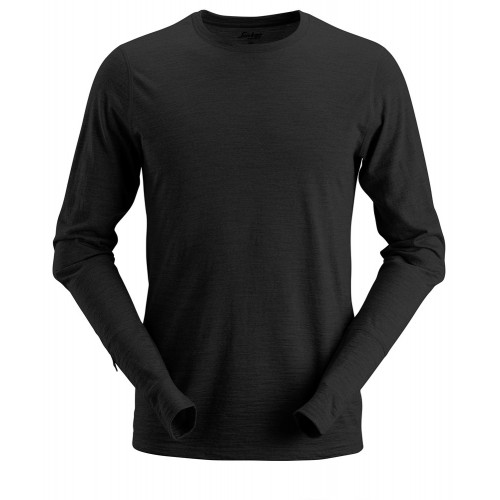 2427 Camiseta de manga larga de lana AllroundWork negro