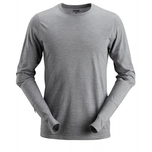 2427 Camiseta de manga larga de lana AllroundWork gris jaspeado talla XXL