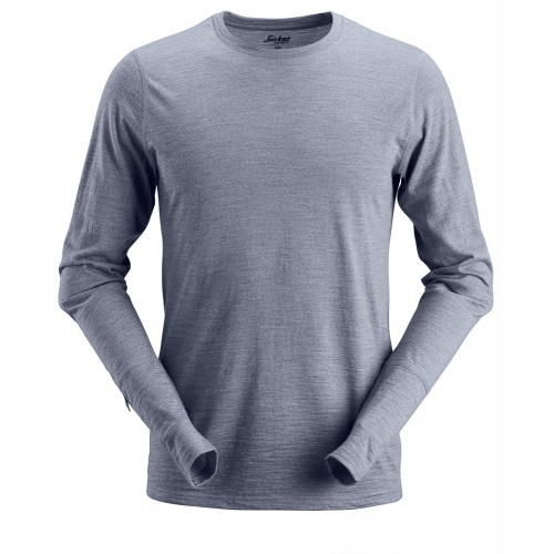 2427 Camiseta de manga larga de lana AllroundWork azul oscuro jaspeado talla 3XL