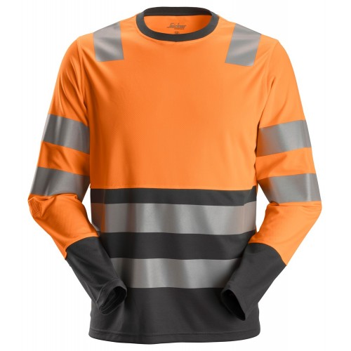 2433 Camiseta de manga larga de alta visibilidad clase 2 naranja-gris acero
