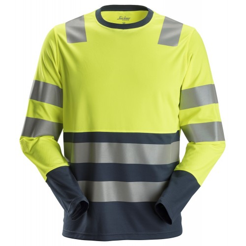 2433 Camiseta de manga larga de alta visibilidad clase 2 amarillo-azul marino talla M