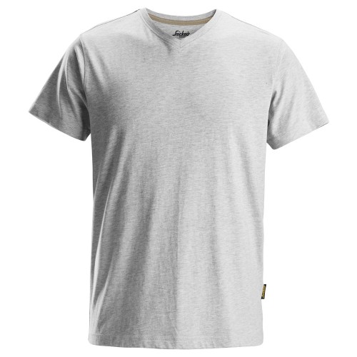 2512 Camiseta de manga corta con cuello en V gris jaspeado talla 3XL
